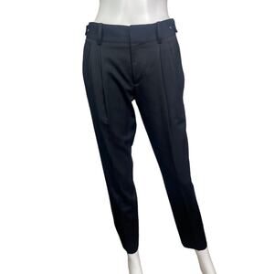 Helmut Lang Women's 2 Black Pleated Side Snap Wool Straight Leg Dress Pants EUC